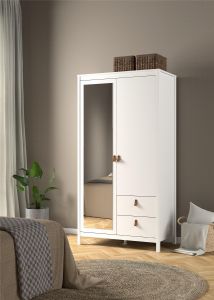Riidekapp Madrid, peegliga/valge