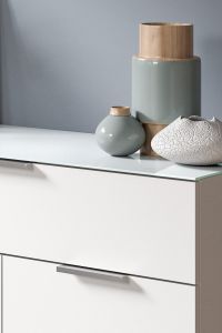 Kummut Ray klaasist tasapinnaga, 135x86x40,Valge