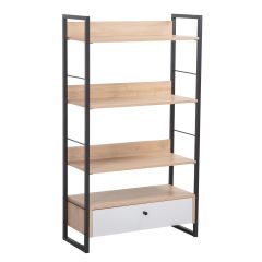 Riiul STUDY 70x30xH124,5cm, tamm/valge