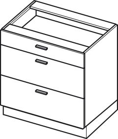 Köögi põrandakapp sahtlitega Elin DS 8-3 STM, 80x54xK82 cm
