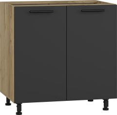 Köögi põrandakapp, Vento D-80-82, 80x52xK82 cm, craft tamm + antratsiit + must käepide