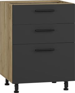 Köögi põrandakapp Vento D3S-60-82, 60x52xK82 cm, craft tamm + antratsiit + must käepide