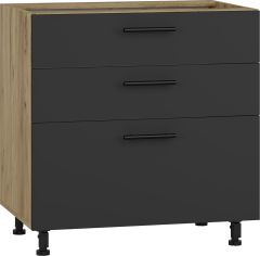 Köögi põrandakapp Vento D3S-80-82, 80x52xK82 cm, craft tamm + antratsiit + must käepide
