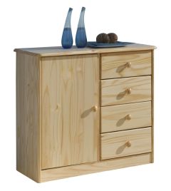 Kummut Etm 1 uks+4 sahtlit, 79x35xH74 cm, mänd, naturaalne