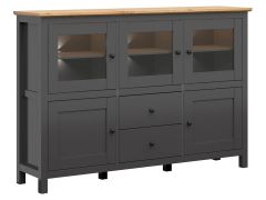 Kummut Hesen S515-KOM3W2D3S, 186x44xK126 cm, grafiit + käsitöö tamm