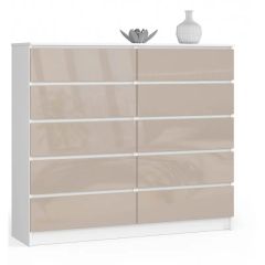 Kummut K140 10SZ, 140x40xK121 cm, cappuccino läikega