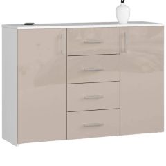 Kummut K45 2D 4SZ , 110x35xK80 cm, cappuccino läikega