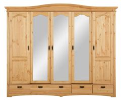 Lükandustega riidekapp peegliga Konrad S-017, 249x64xK207 cm, meepeits, õlitatud