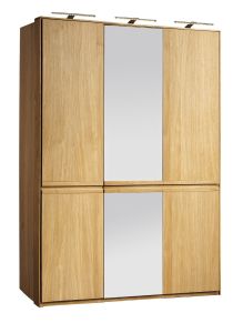 Riidekapp peegliga Atlanta 03, 154x61xK222 cm, tamm, naturaalne