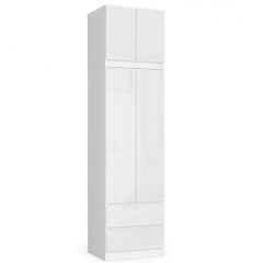 Riidekapp pikendusega S60 4D 2SZ, 60x51xK234 cm, valge läikega